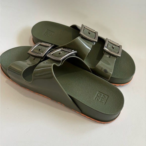 Zaxy Partner lii slides green size 8 jelly strap Arizona style big buckle - Picture 2 of 9